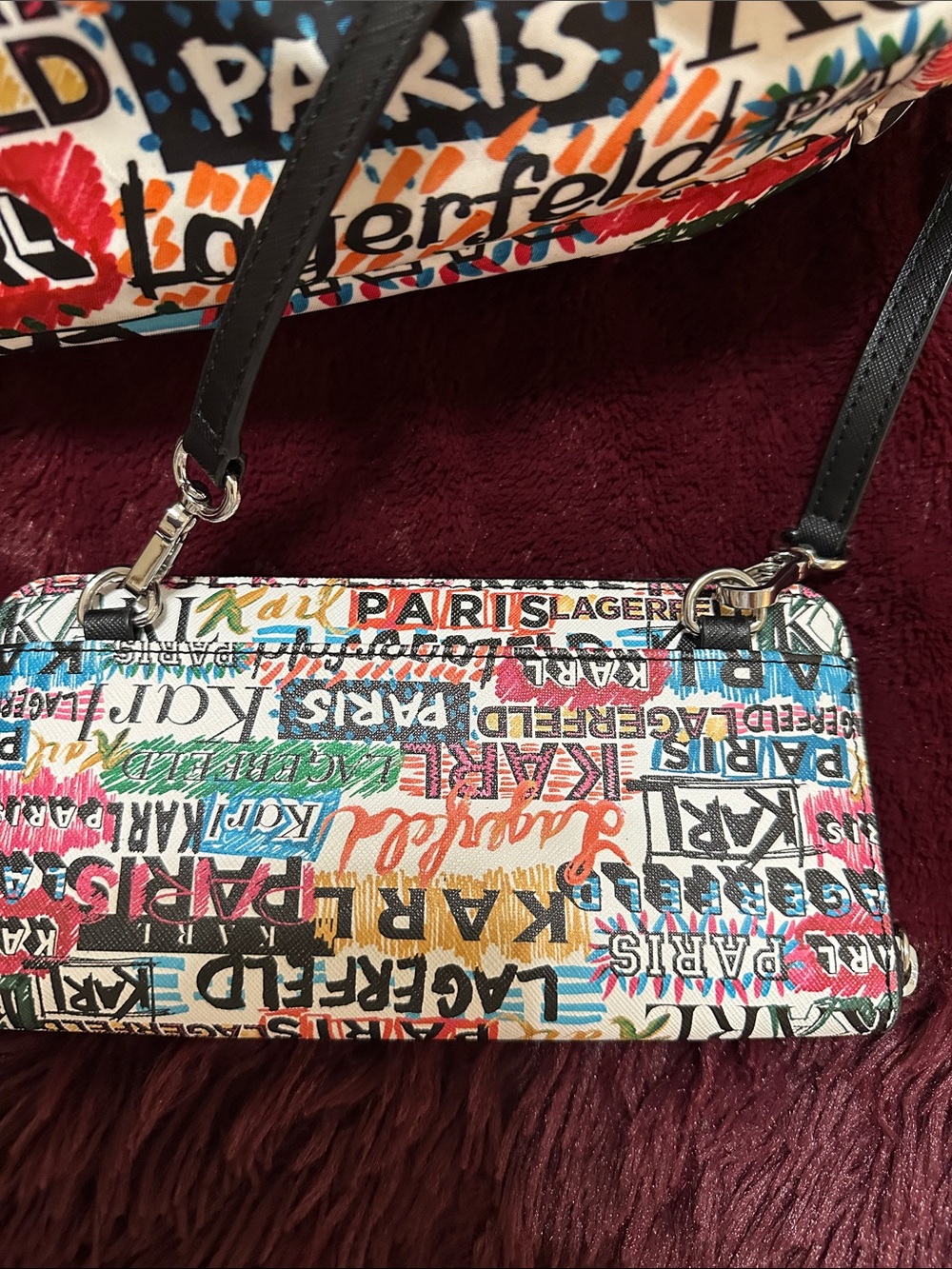 Karl Lagerfeld Multicolor Graffiti Logo Tote and Zip Wallet - Picture 4 of 4